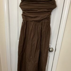 Elegant Strapless Brown Dress